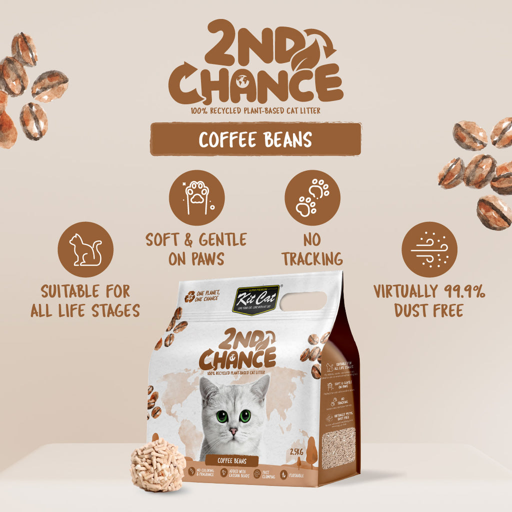 [CTN OF 6] Kit Cat 2nd Chance Plant-Based Cat Litter - Coffee Beans (6 X 2.5KG)