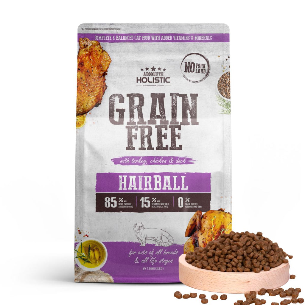 Absolute Holistic Grain Free Dry Cat Food -  Hairball (3lbs)