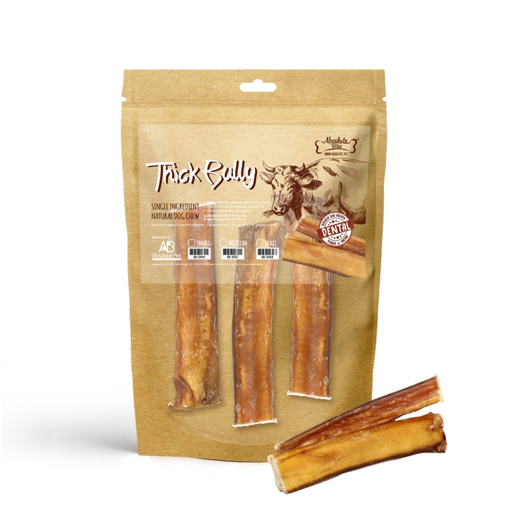 Absolute Bites Single Ingredient Dog Chew - Thick Bully Stick (Medium) | 3pcs