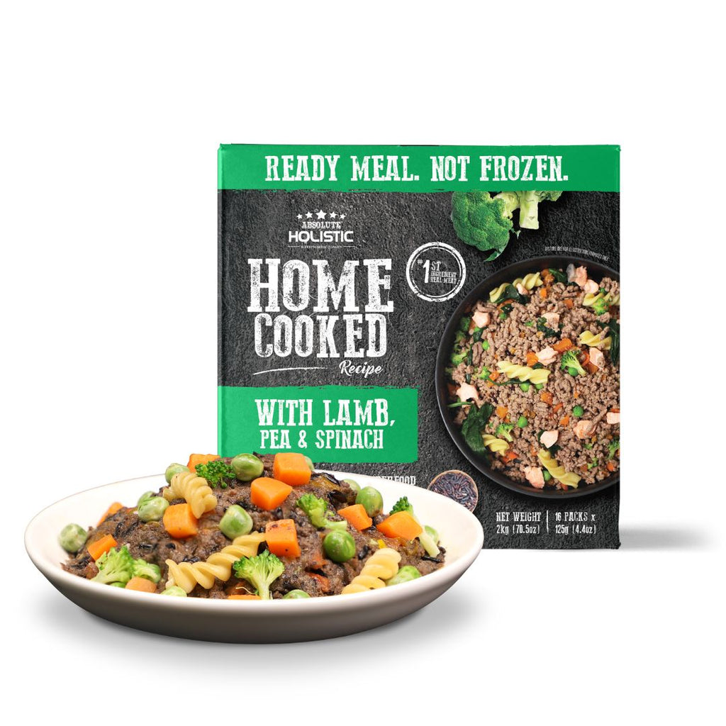 Absolute Holistic Home Cooked Style Recipe Gently Cooked Dog Food (2kg) - Lamb, Peas & Spinach