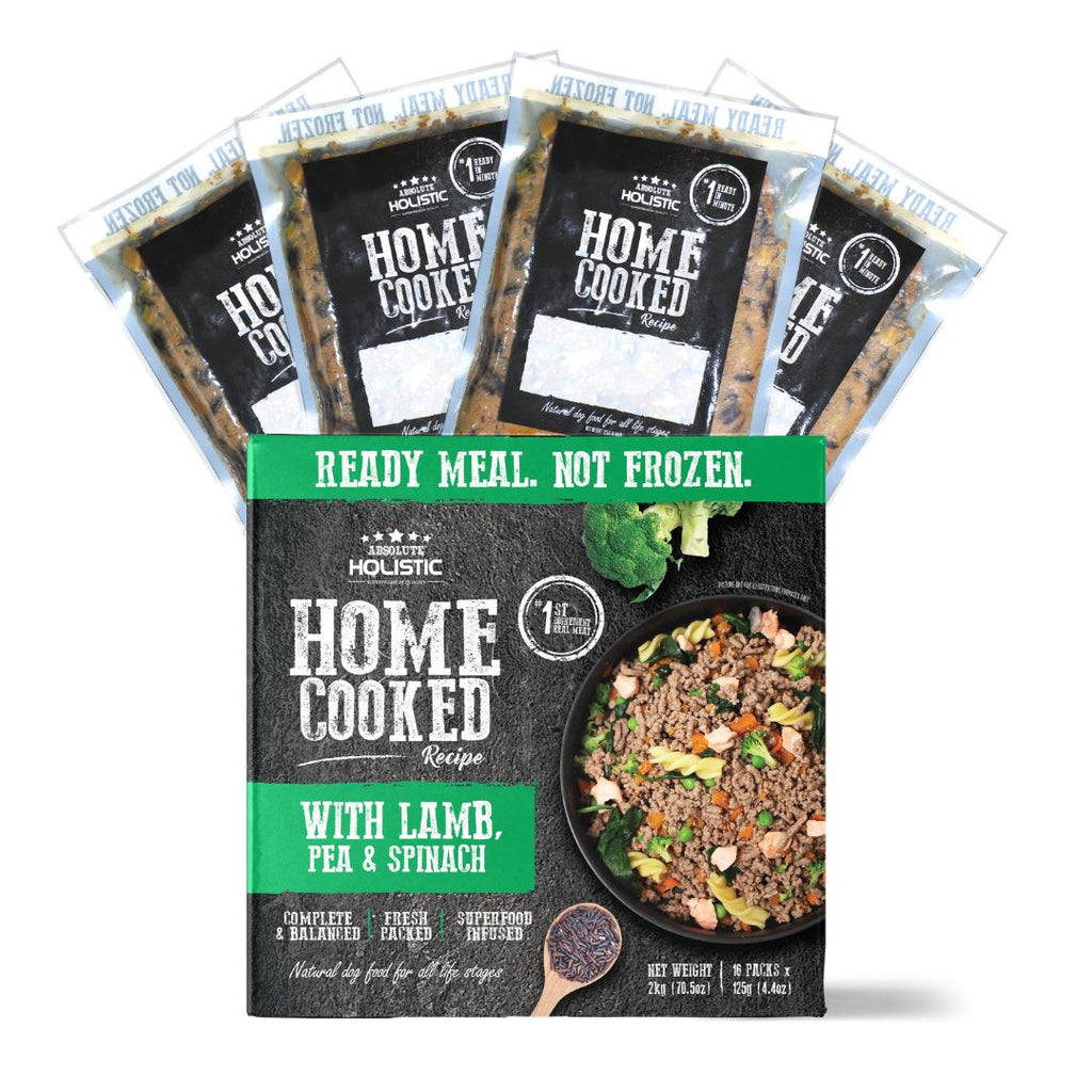 Absolute Holistic Home Cooked Style Recipe Gently Cooked Dog Food (2kg) - Lamb, Peas & Spinach