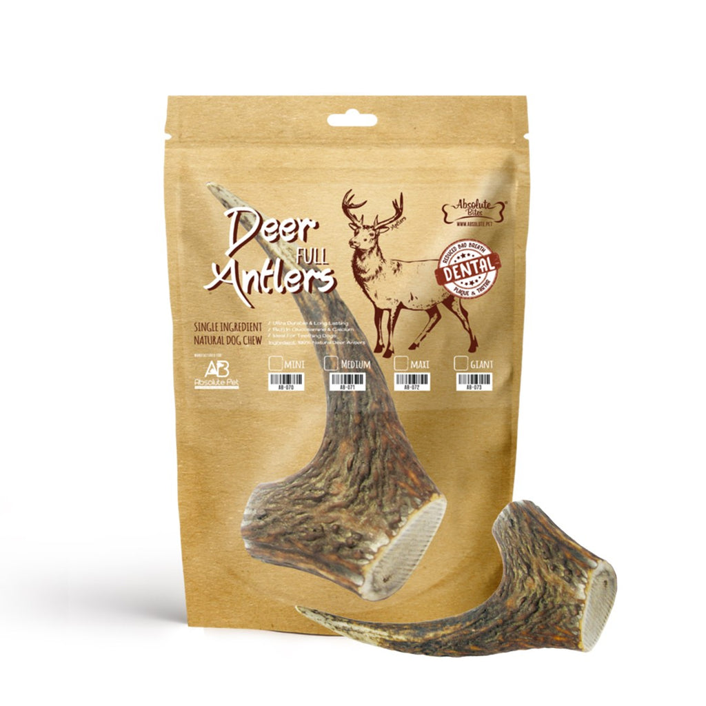 Absolute Bites Single Ingredient Dog Chew - Whole Deer Antler (Giant) | Dental Care