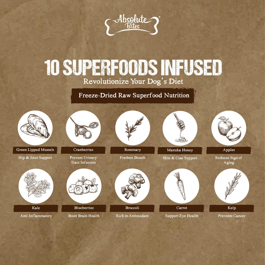 Absolute Bites Superfoods Infused Freeze Dried Raw Treats for Cats & Dogs - Venison Chunks