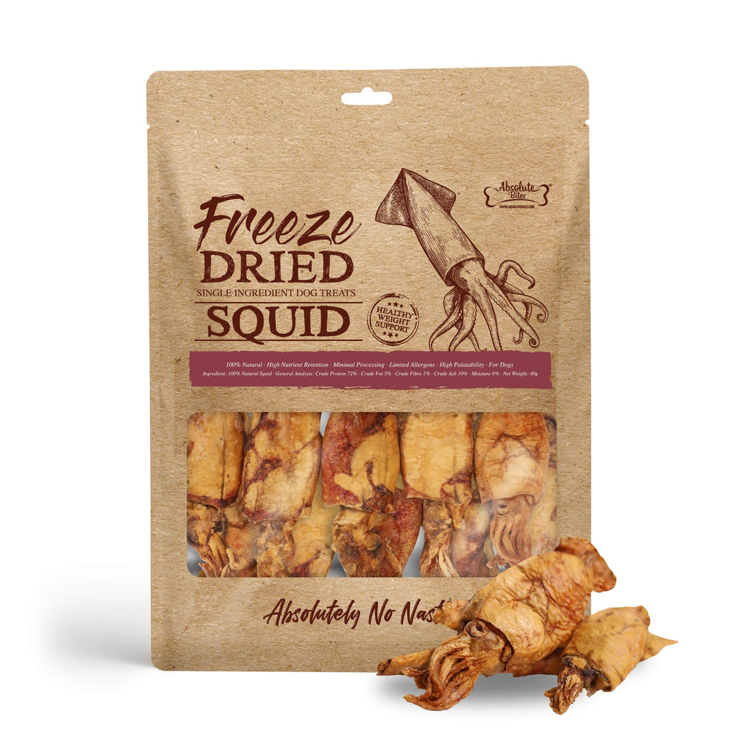 Absolute Bites Single Ingredient Freeze Dried Dog Treats - Squid (40g)