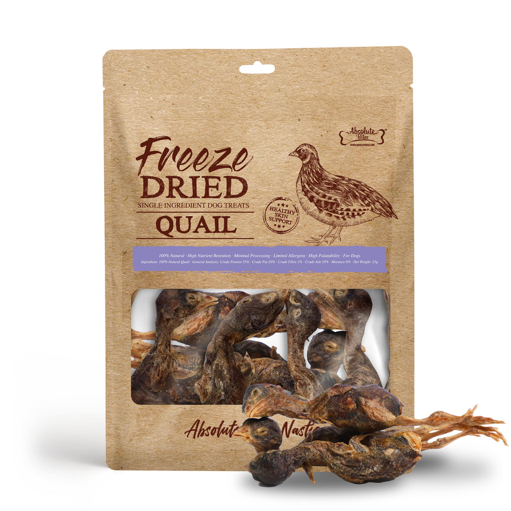 Absolute Bites Single Ingredient Freeze Dried Dog Treats - Quail (25g)