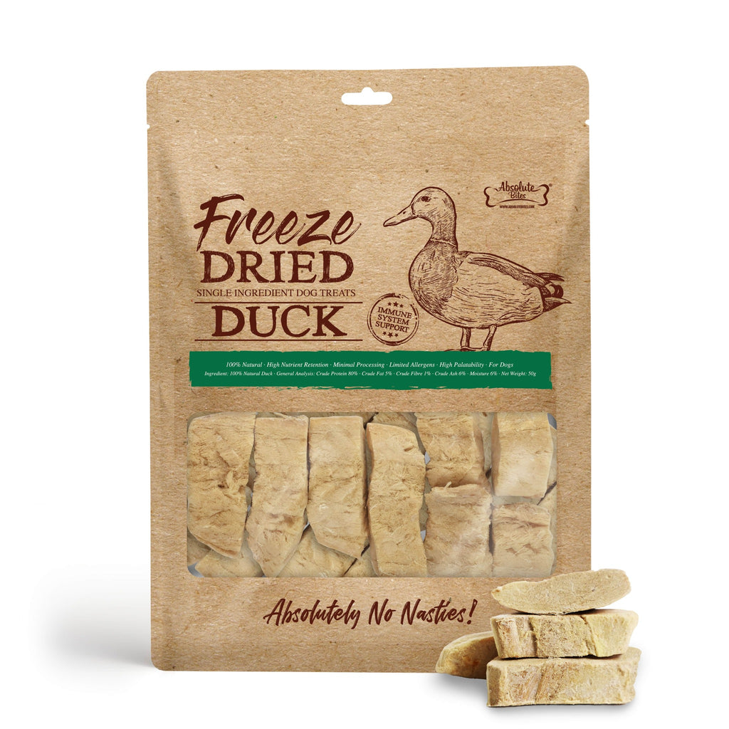 Absolute Bites Single Ingredient Freeze Dried Dog Treats - Duck (50g)