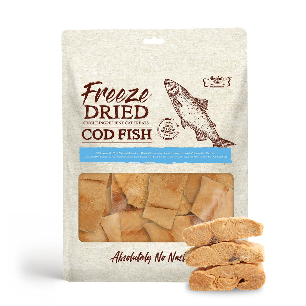 Absolute Bites Single Ingredient Freeze Dried Cat Treats - Cod Fish (30g)