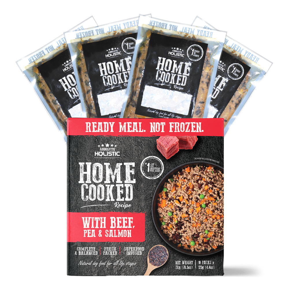 Absolute Holistic Home Cooked Style Recipe Gently Cooked Dog Food (2kg) - Beef, Peas & Salmon