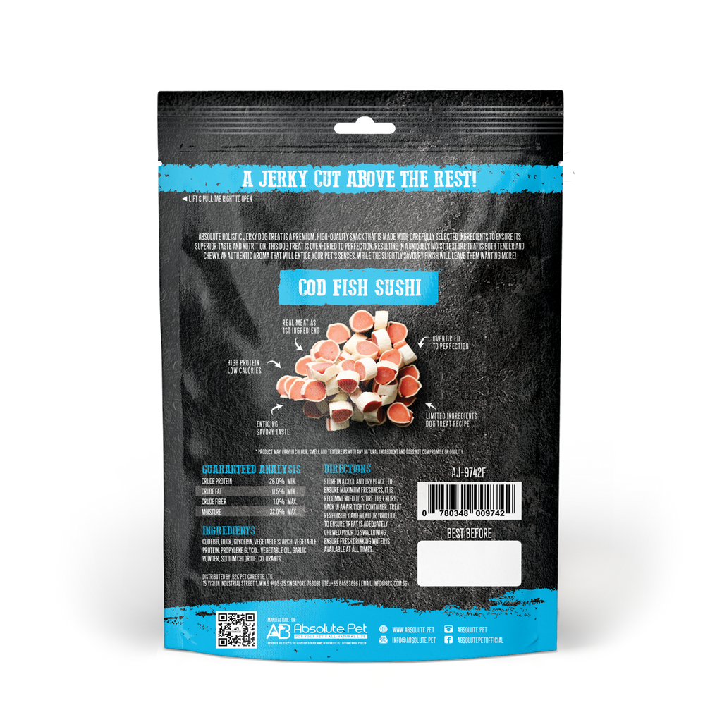 Absolute Holistic Grain Free Treats for Dog - Codfish Jerky Sushi (100g)