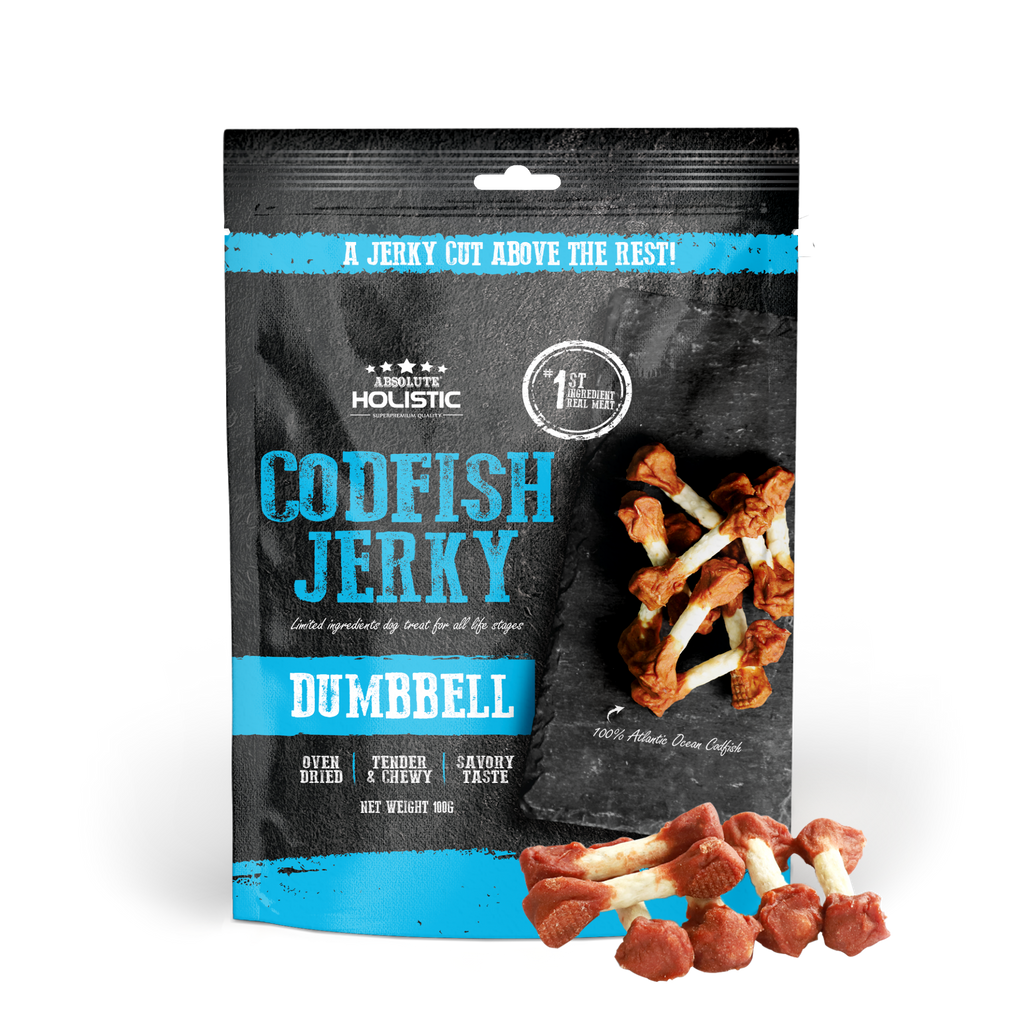 Absolute Holistic Grain Free Treats for Dog - Codfish Jerky Dumbbell (100g)