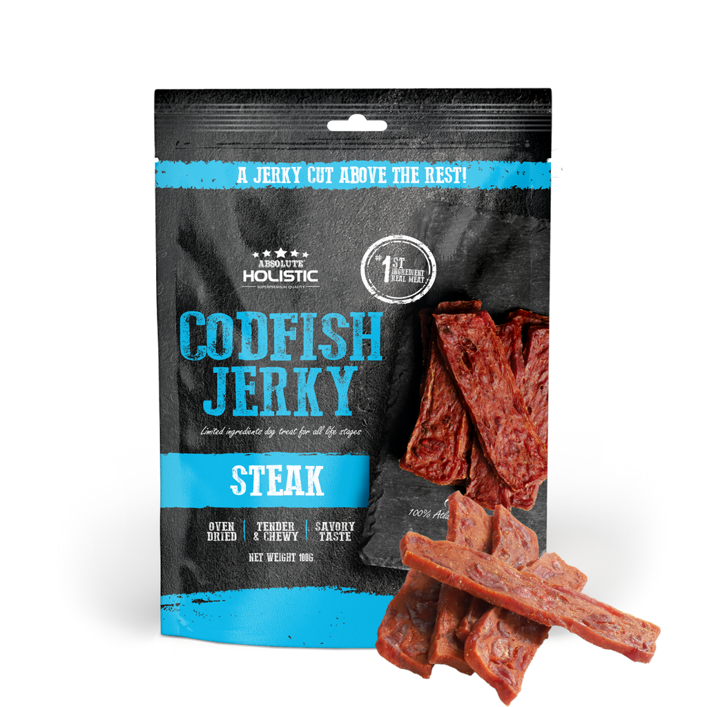 Absolute Holistic Grain Free Treats for Dog - Codfish Jerky Steak (100g)