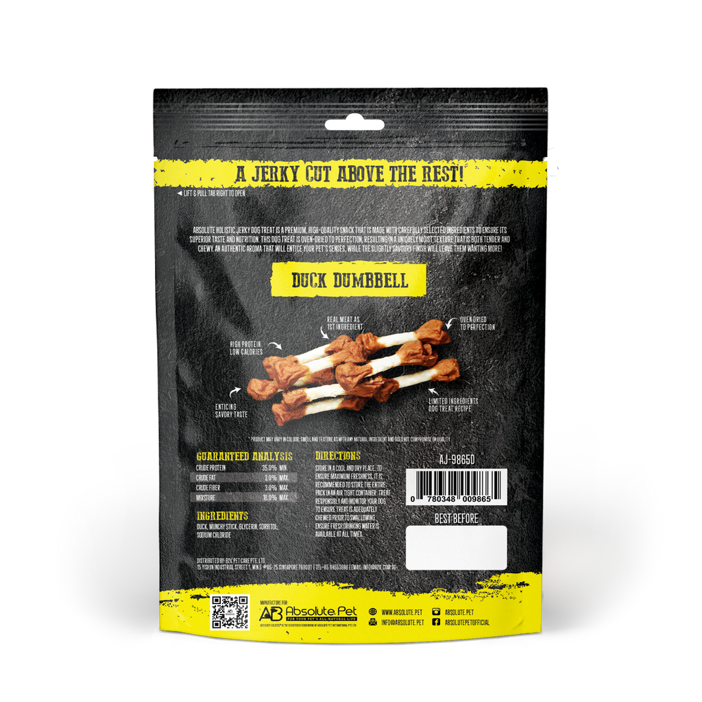 Absolute Holistic Grain Free Treats for Dog - Duck Jerky Dumbbell (100g)