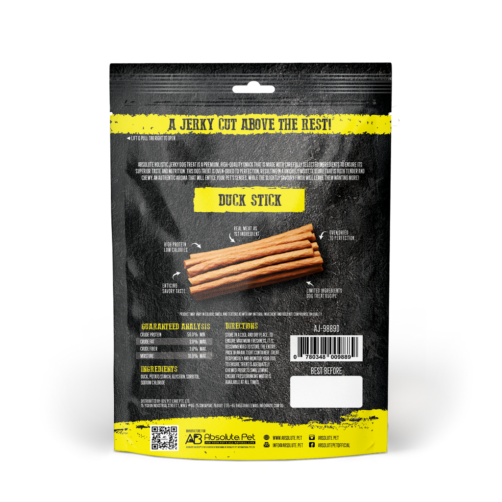 Absolute Holistic Grain Free Treats for Dog - Duck Jerky Loin Stick (100g)