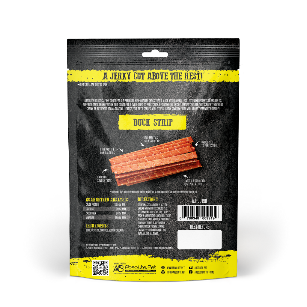 Absolute Holistic Grain Free Treats for Dog - Duck Jerky Loin Strip (100g)