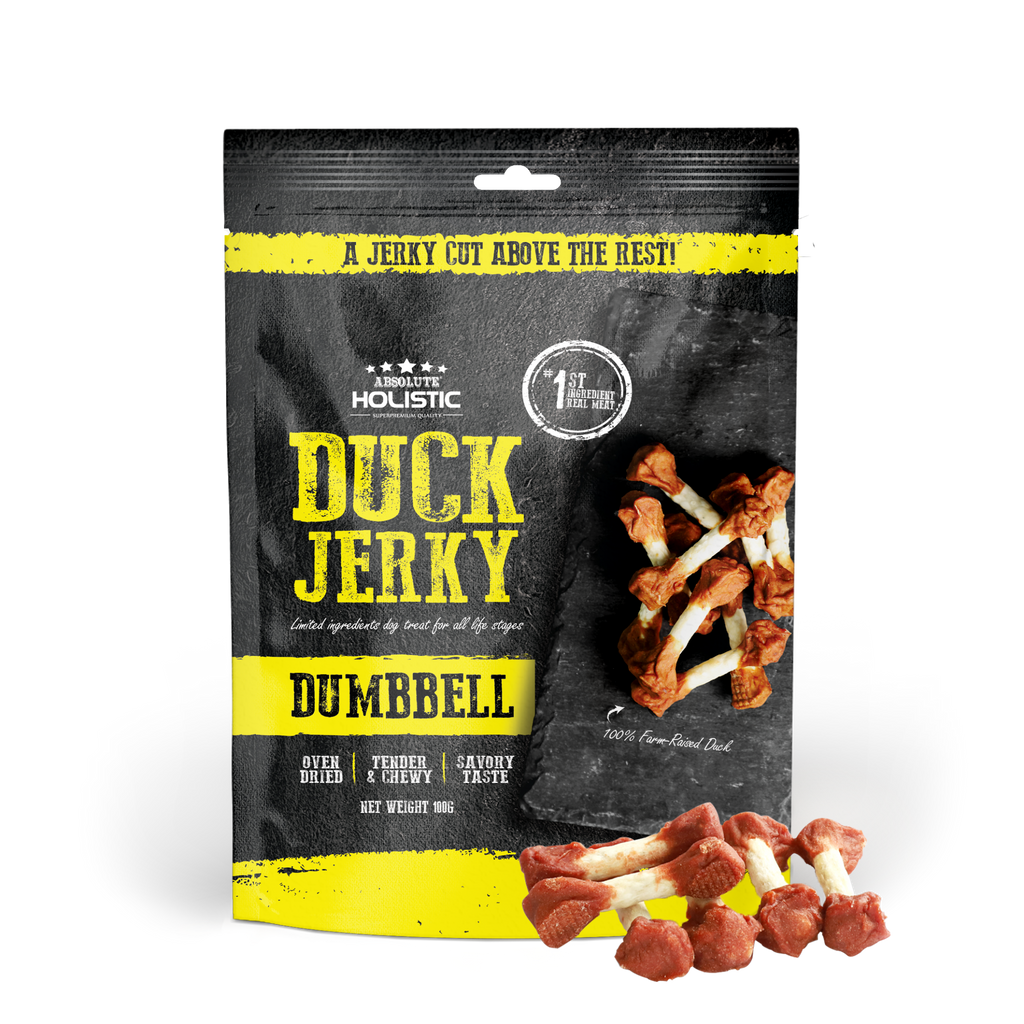 Absolute Holistic Grain Free Treats for Dog - Duck Jerky Dumbbell (100g)