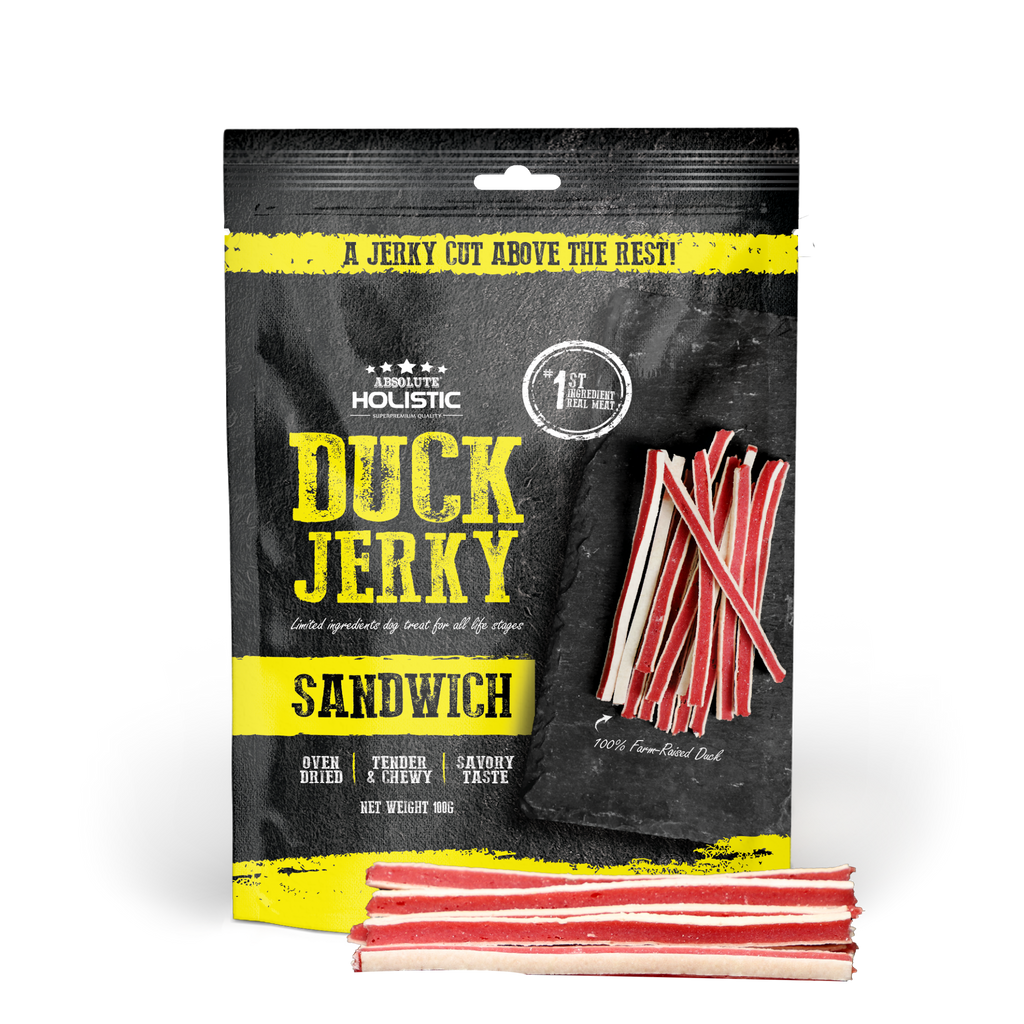 Absolute Holistic Grain Free Treats for Dog - Duck Jerky Sandwich (100g)