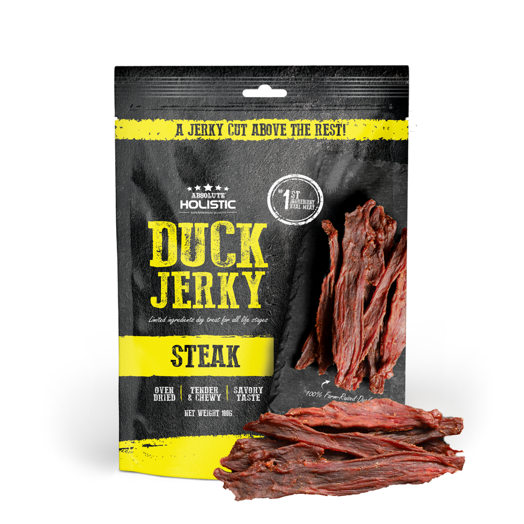 Absolute Holistic Grain Free Treats for Dog - Duck Jerky Steak (100g)
