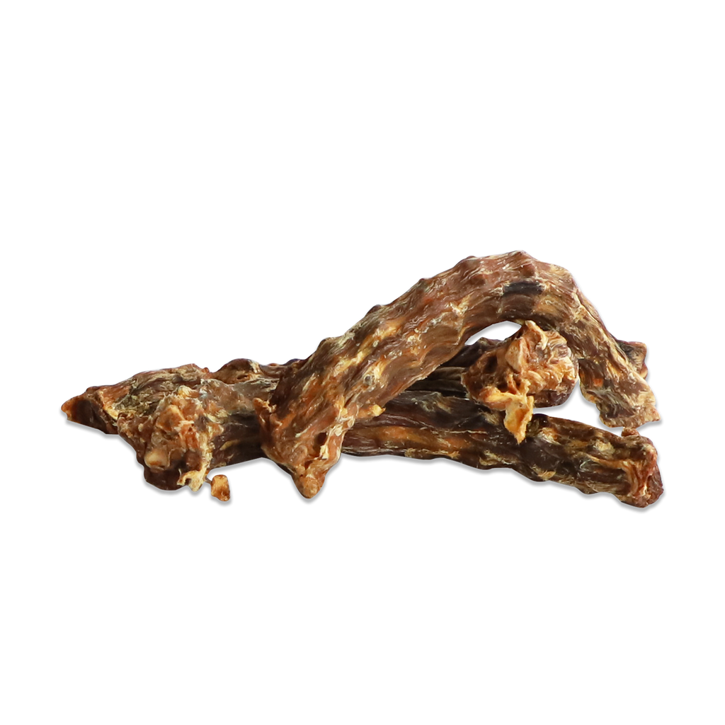 Absolute Bites Air Dried Duck Necks for Dogs, high-protein, natural treats made from premium duck.