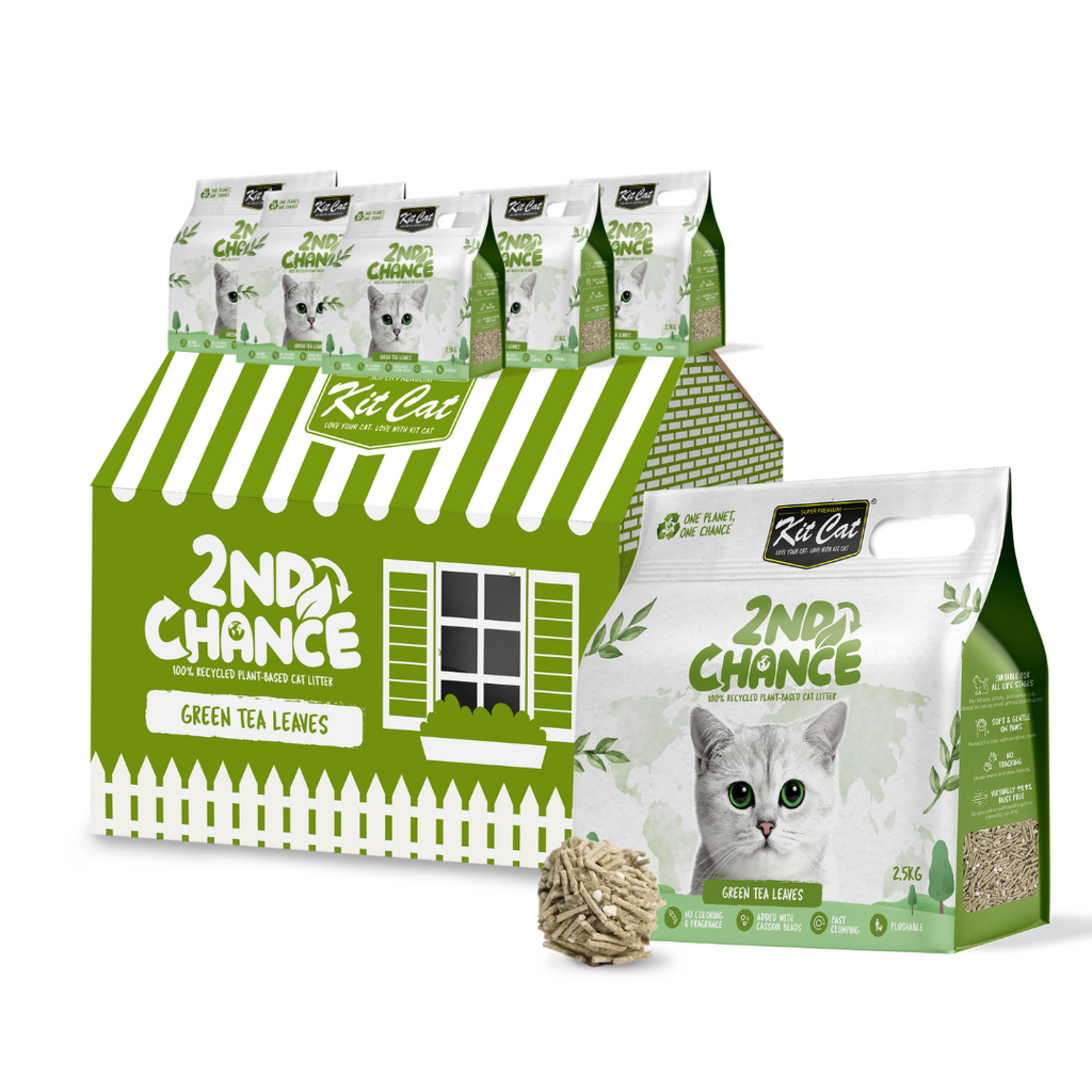 [CTN OF 6] Kit Cat 2nd Chance Plant-Based Cat Litter - Green Tea Leaves (6 X 2.5KG)