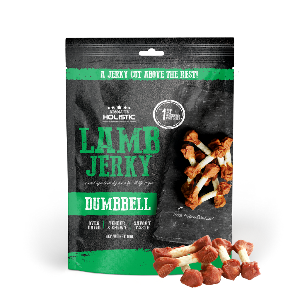 Absolute Holistic Grain Free Treats for Dog - Lamb Jerky Dumbbell (100g)