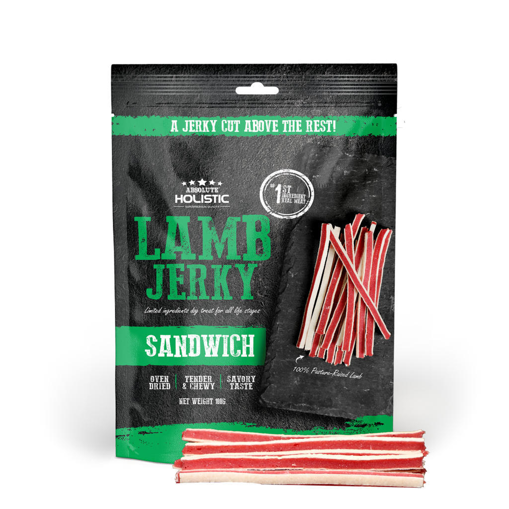 Absolute Holistic Grain Free Treats for Dog - Lamb Jerky Sandwich (100g)