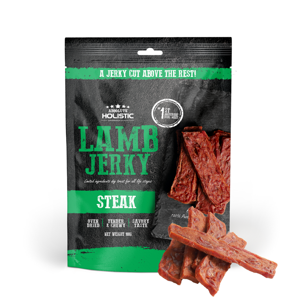 Absolute Holistic Grain Free Treats for Dog - Lamb Jerky Steak (100g)