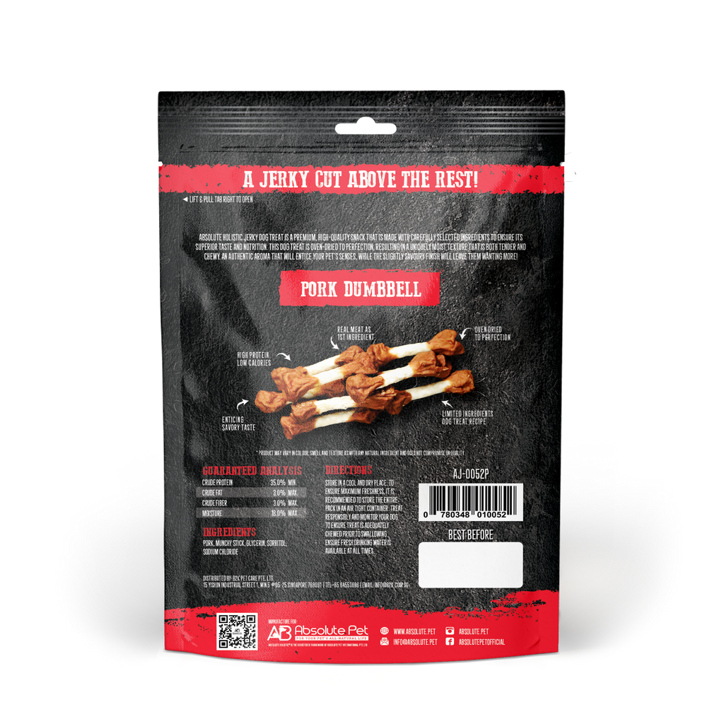 Absolute Holistic Grain Free Treats for Dog - Pork Jerky Dumbbell (100g)