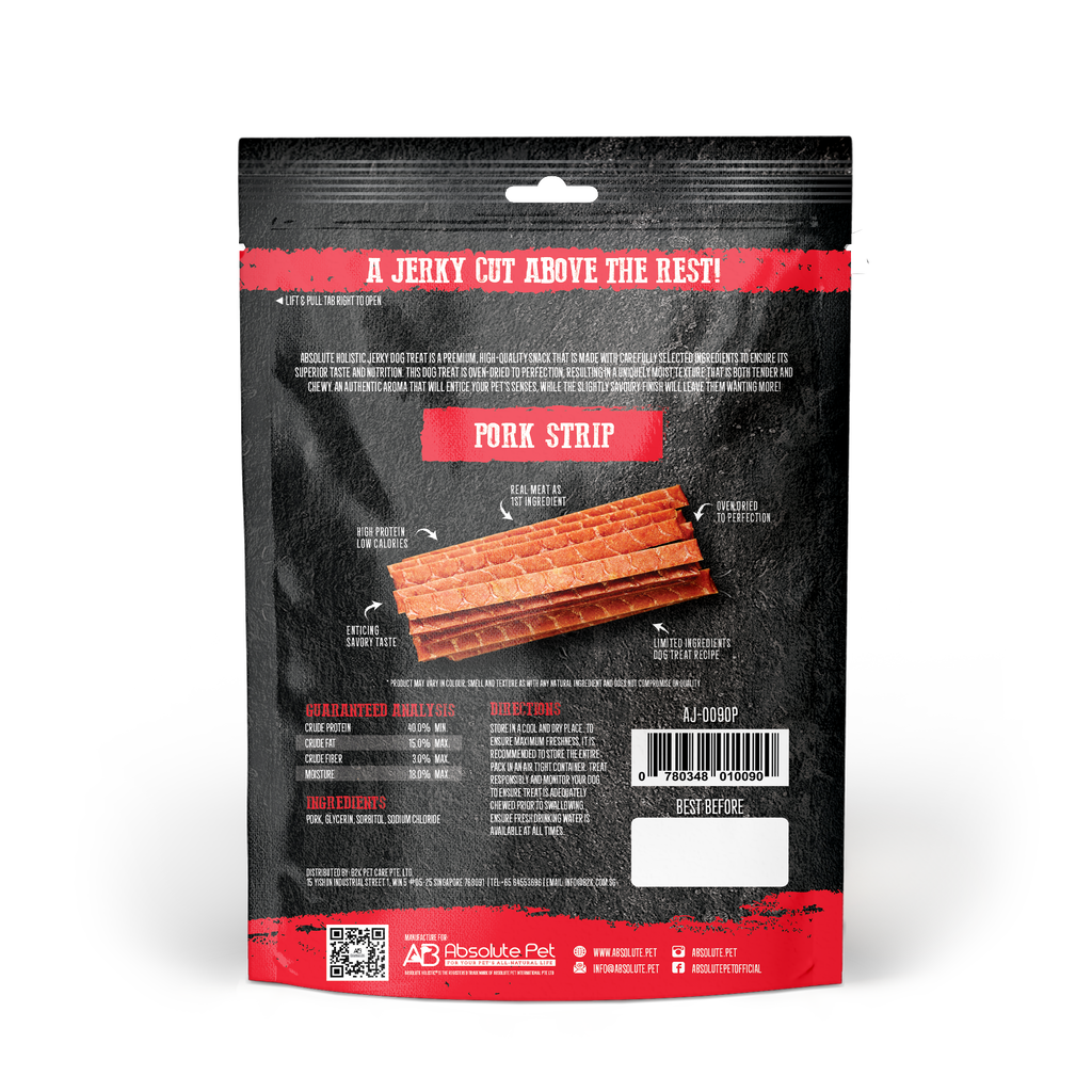 Absolute Holistic Grain Free Treats for Dog - Pork Jerky Loin Strip (100g)