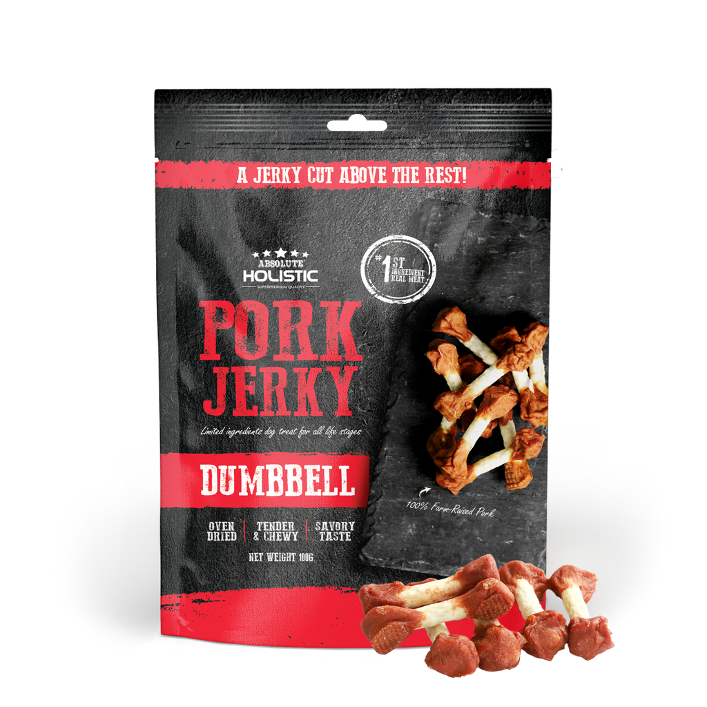 Absolute Holistic Grain Free Treats for Dog - Pork Jerky Dumbbell (100g)