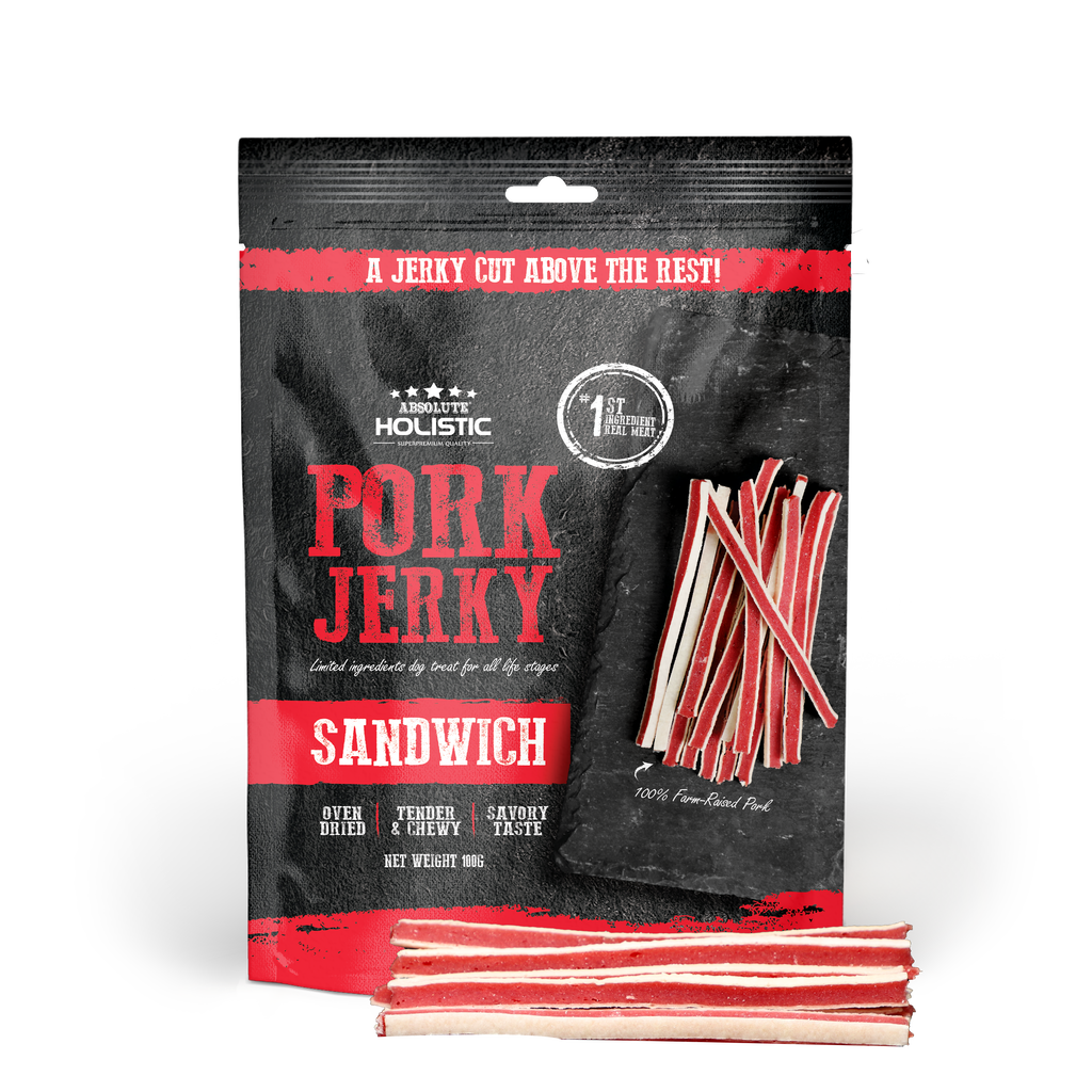 Absolute Holistic Grain Free Treats for Dog - Pork Jerky Sandwich (100g)