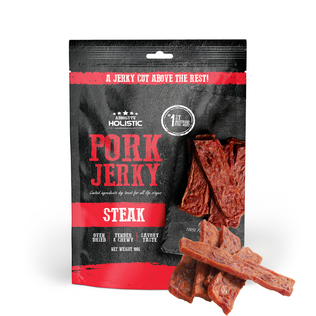 Absolute Holistic Grain Free Treats for Dog - Pork Jerky Steak (100g)