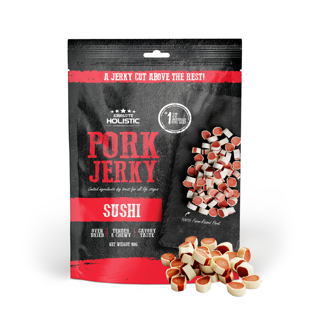 Absolute Holistic Grain Free Treats for Dog - Pork Jerky Sushi (100g)