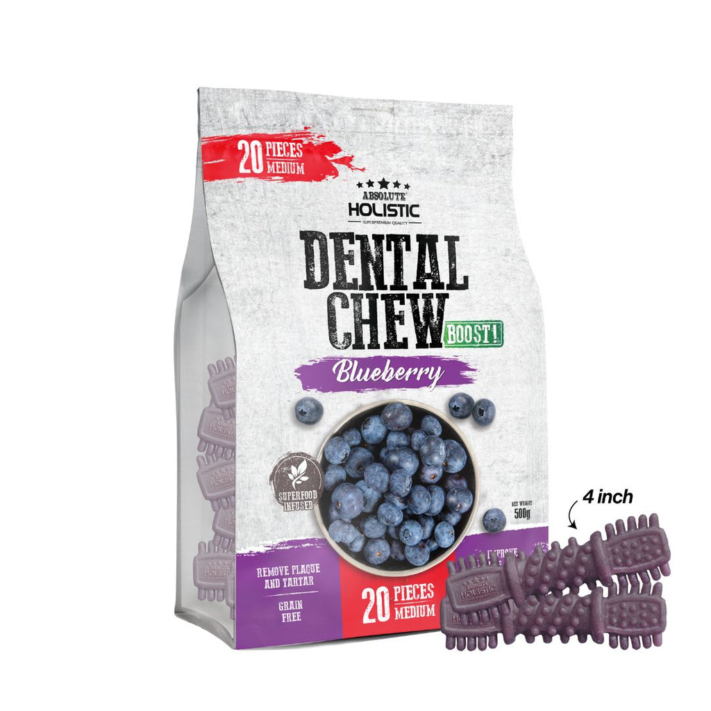 Absolute Holistic Jumbo Pack BOOST Medium Dental Chews for Dogs - Blueberry (500g)