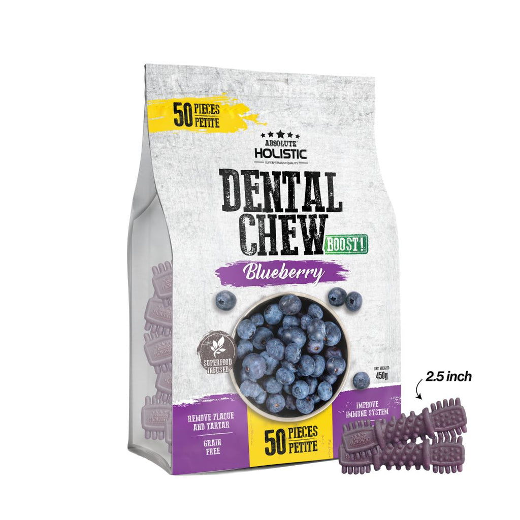 Absolute Holistic Jumbo Pack BOOST Petite Dental Chews for Dogs - Blueberry (450g)