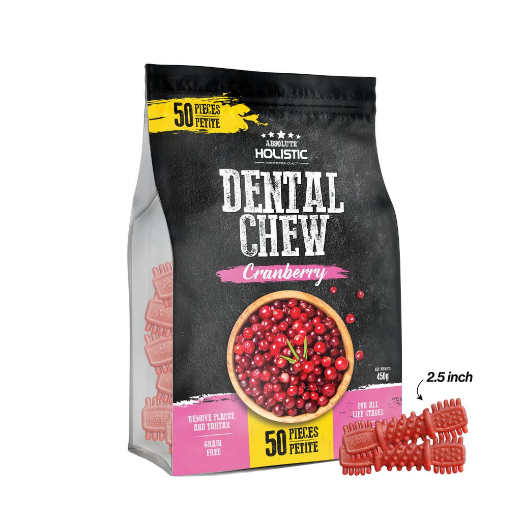 Absolute Holistic Jumbo Pack Petite Dental Chews for Dogs - Cranberry (450g)