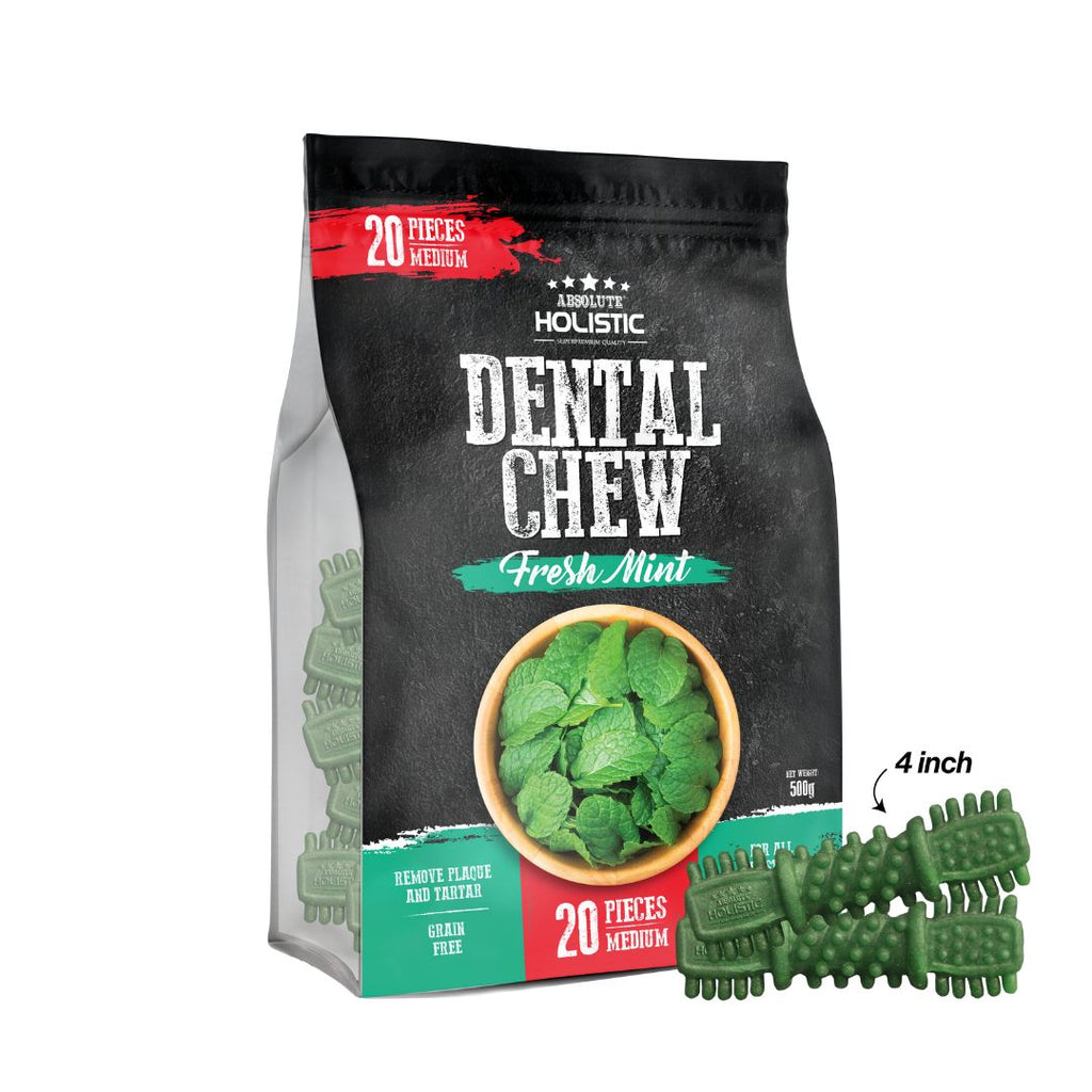 Absolute Holistic Jumbo Pack Medium Dental Chews for Dogs - Fresh Mint (500g)