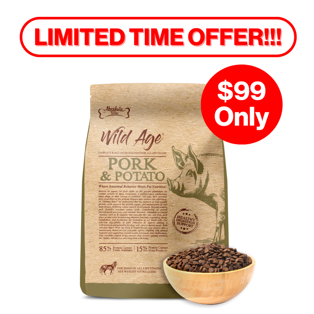 Absolute Bites Wild Age Dry Dog Food - Pork & Potato (22lbs).