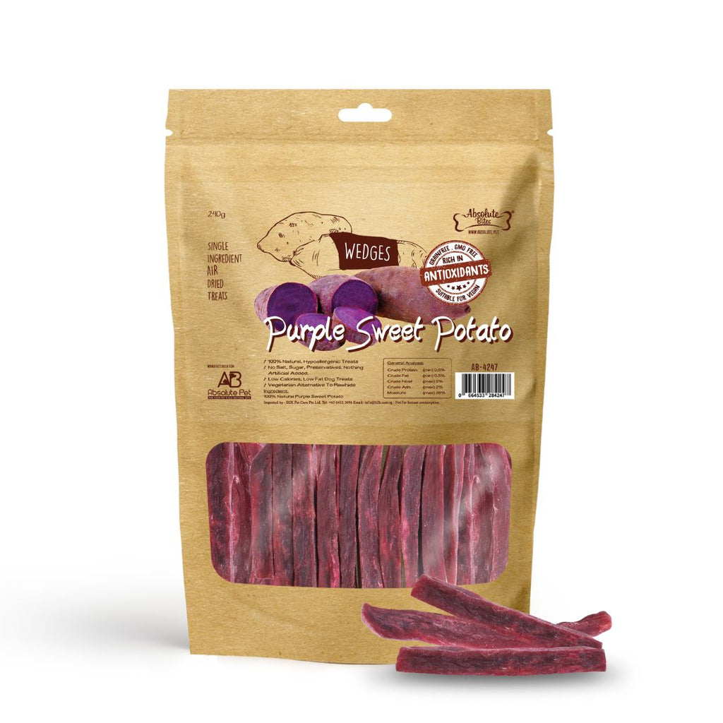 Absolute Bites Single Ingredient Air Dried Treats for Dogs & Cats - Purple Sweet Potato (240g)