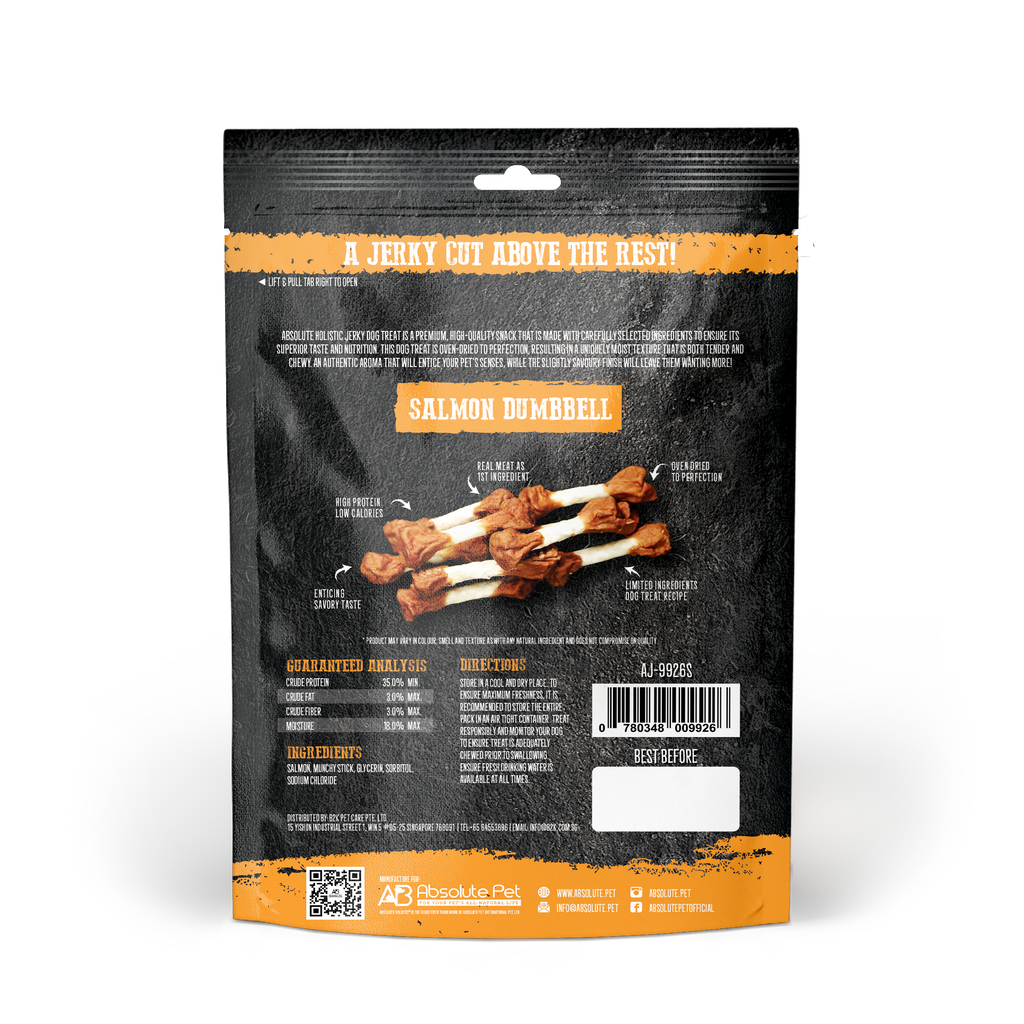 Absolute Holistic Grain Free Treats for Dog - Salmon Jerky Dumbbell (100g)