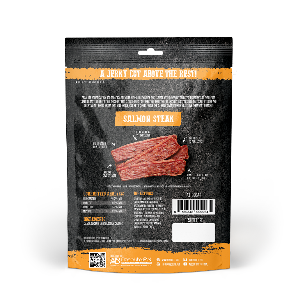 Absolute Holistic Grain Free Treats for Dog - Salmon Jerky Steak (100g)