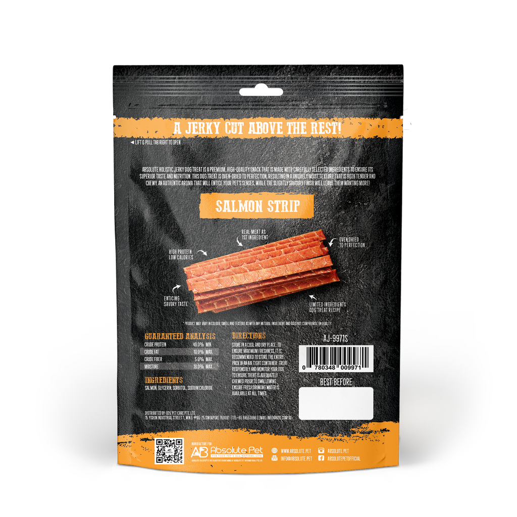 Absolute Holistic Grain Free Treats for Dog - Salmon Jerky Loin Strip (100g)