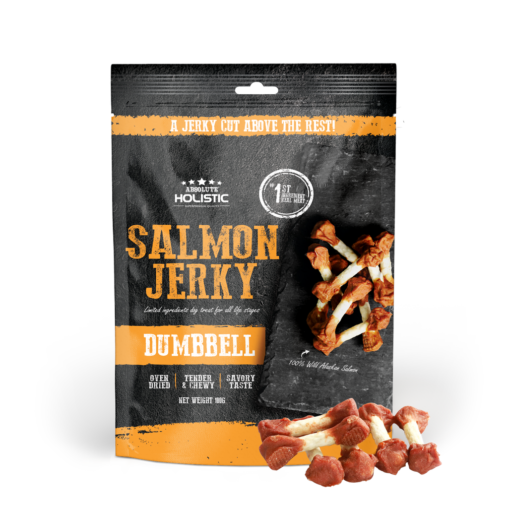 Absolute Holistic Grain Free Treats for Dog - Salmon Jerky Dumbbell (100g)