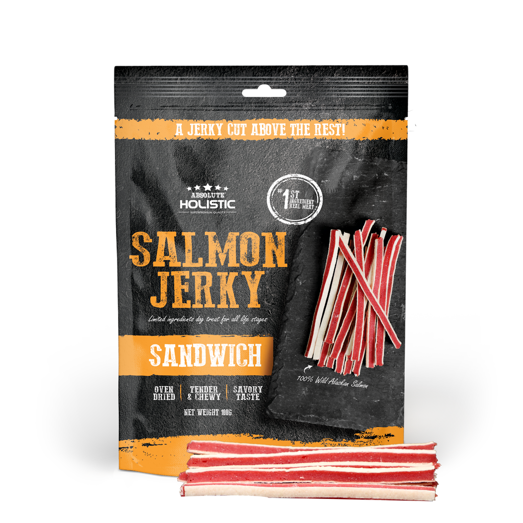 Absolute Holistic Grain Free Treats for Dog - Salmon Jerky Sandwich (100g)
