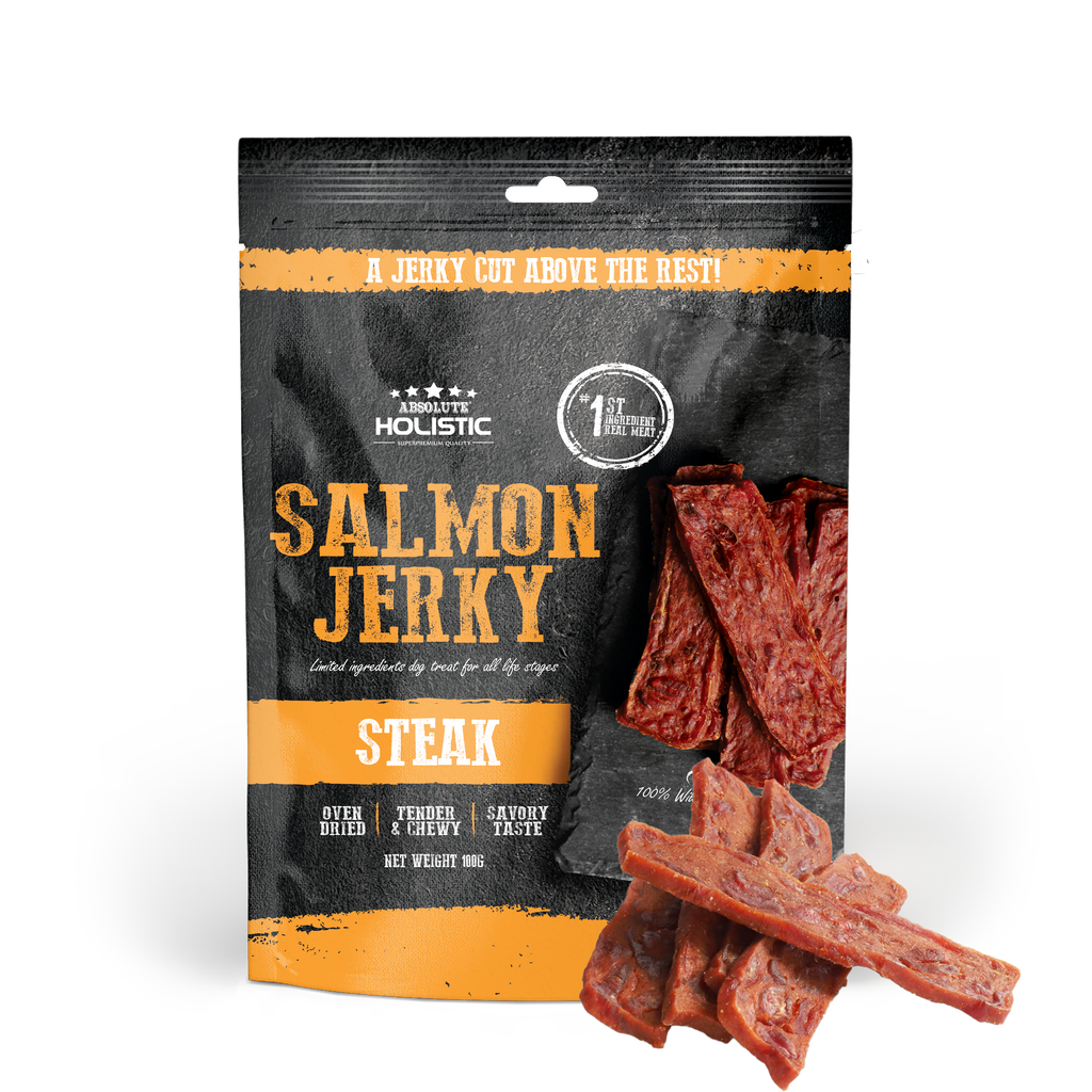 Absolute Holistic Grain Free Treats for Dog - Salmon Jerky Steak (100g)