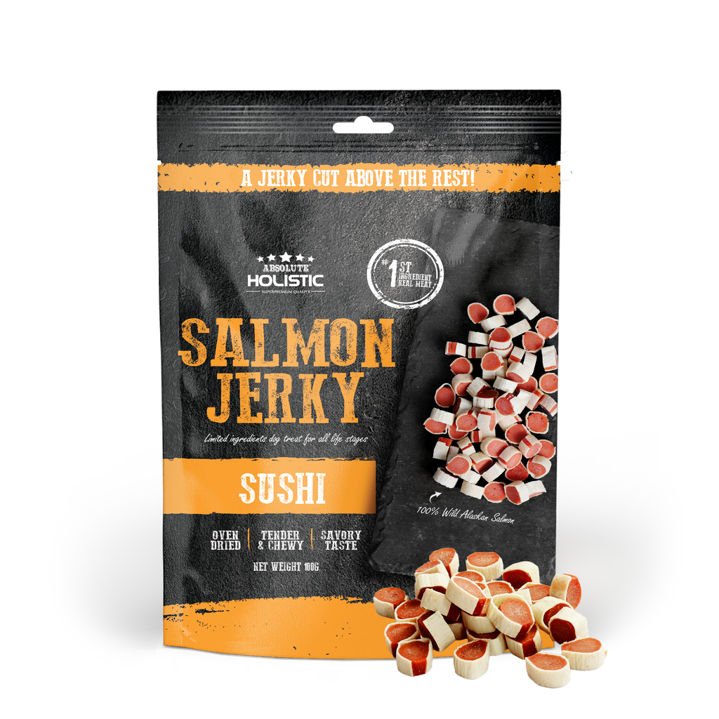 Absolute Holistic Grain Free Treats for Dog - Salmon Jerky Sushi (100g)