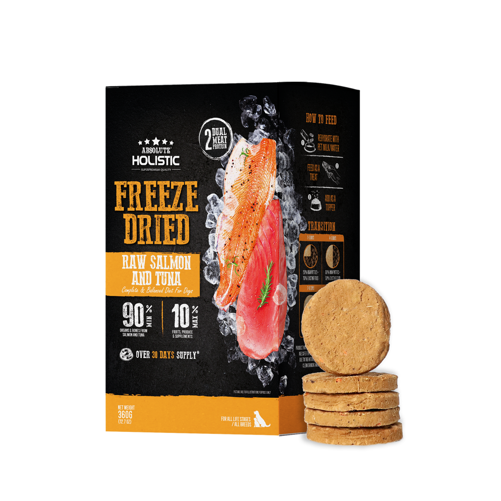 Absolute Holistic Freeze Dried Raw Patties for Dogs - Salmon & Tuna (12.7oz)