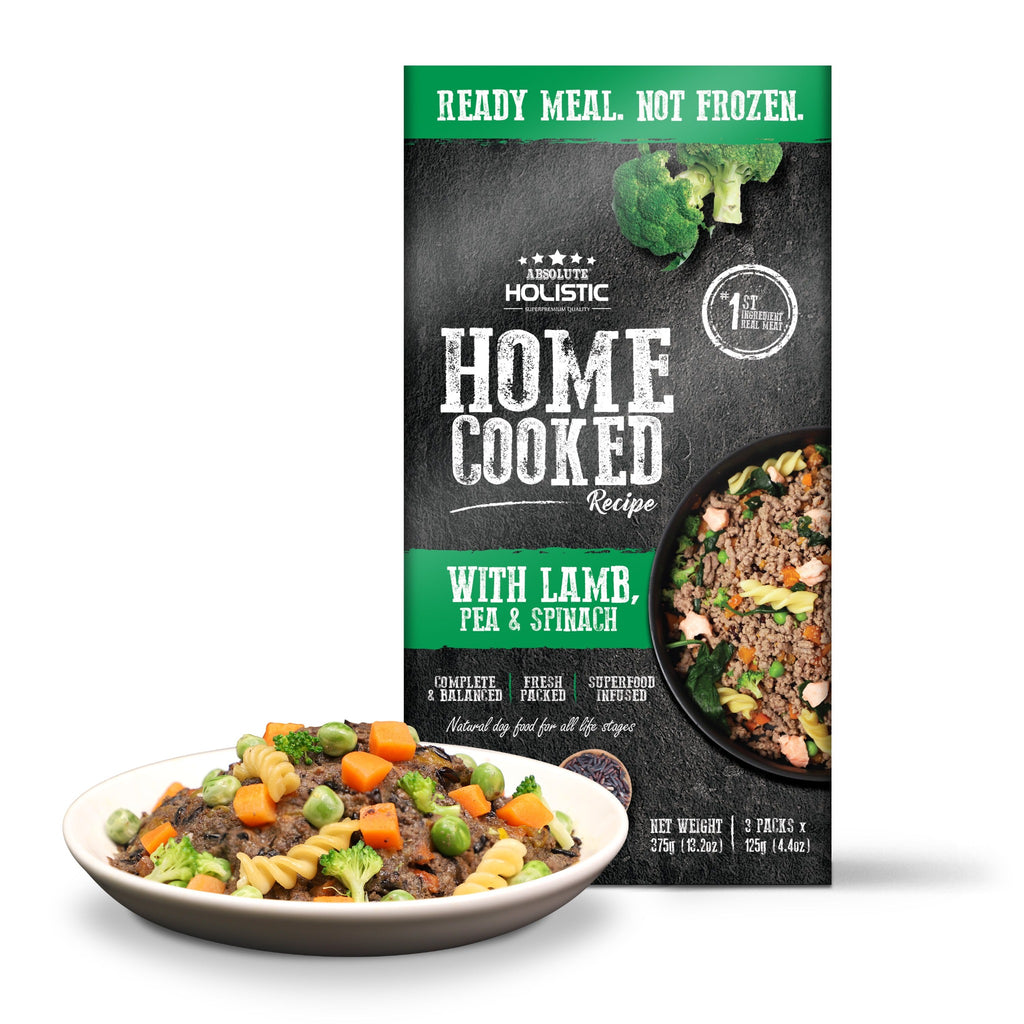 (Trial Pack) Absolute Holistic Home Cooked Style Recipe Gently Cooked Dog Food (125g x 3) - Lamb, Peas & Spinach
