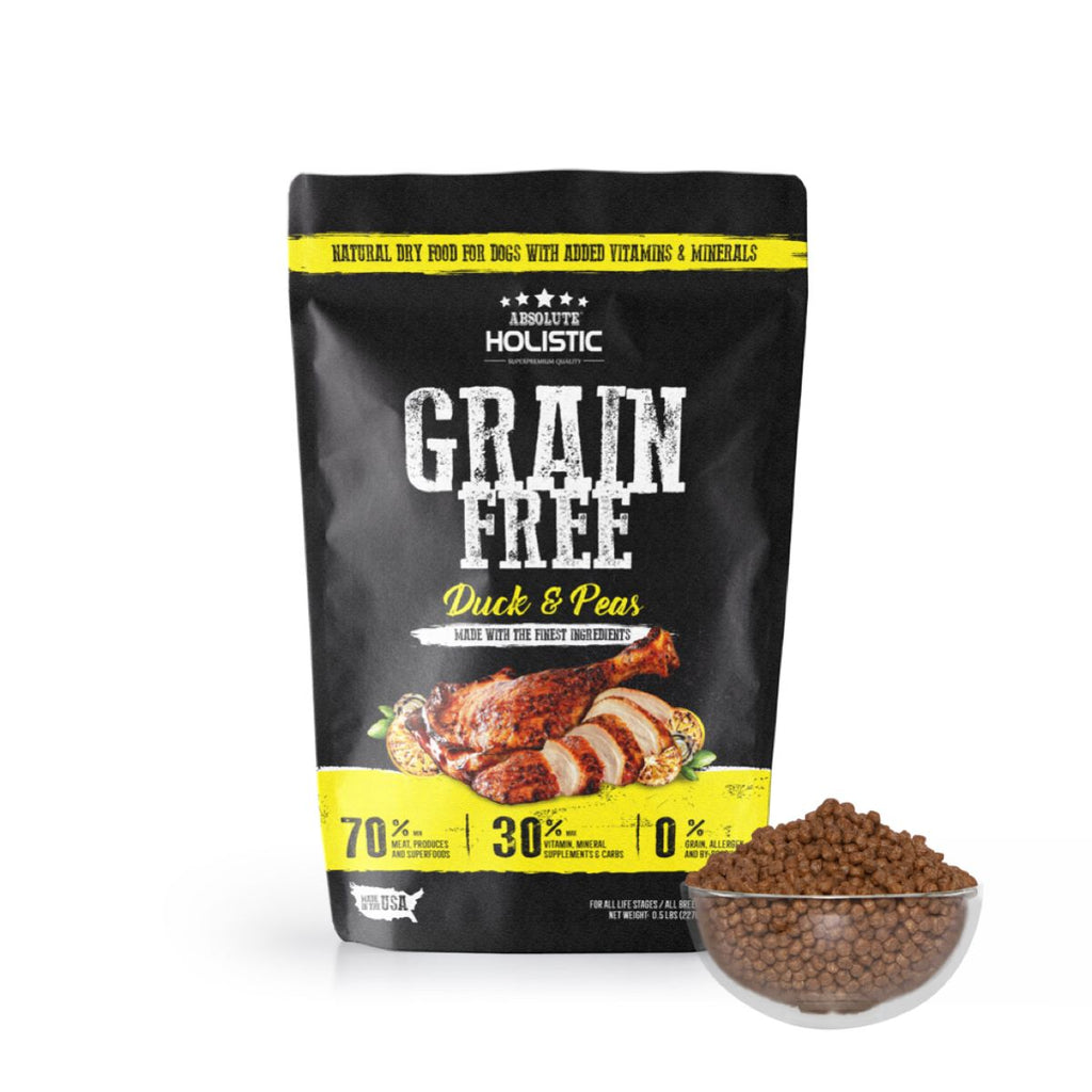 Absolute Holistic Grain Free Dry Dog Food -  Duck & Peas (0.5lbs)