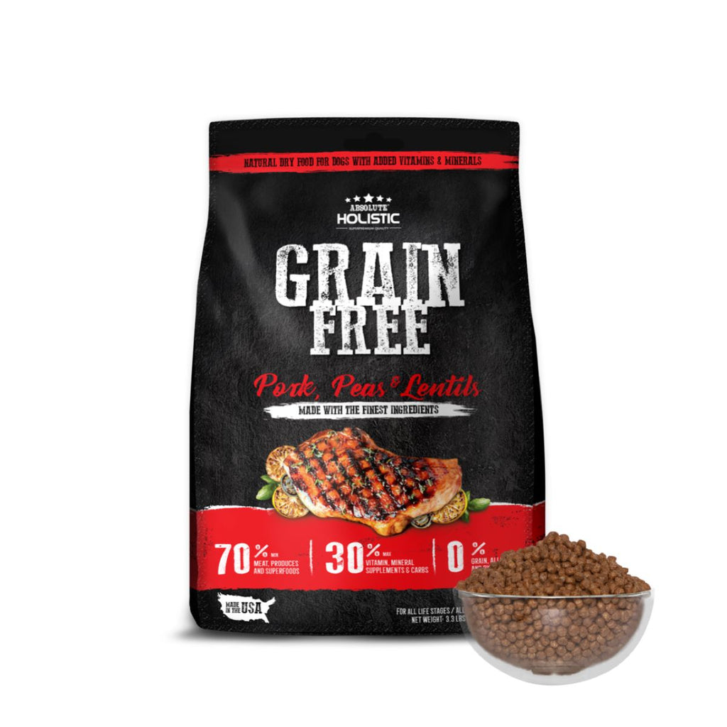 Absolute Holistic Grain Free Dry Dog Food - Pork & Peas (3.3lbs)