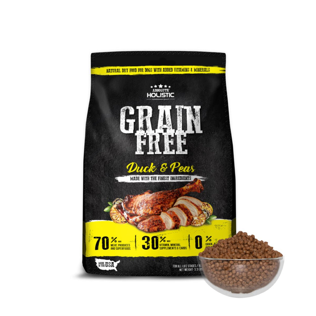 Absolute Holistic Grain Free Dry Dog Food -  Duck & Peas (3.3lbs)